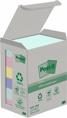 Attēls no Post-It 3M Ekologiczne karteczki samoprzylepne Post-it®, NATURE, pastelowe, 38x51mm, 6x100 kart.