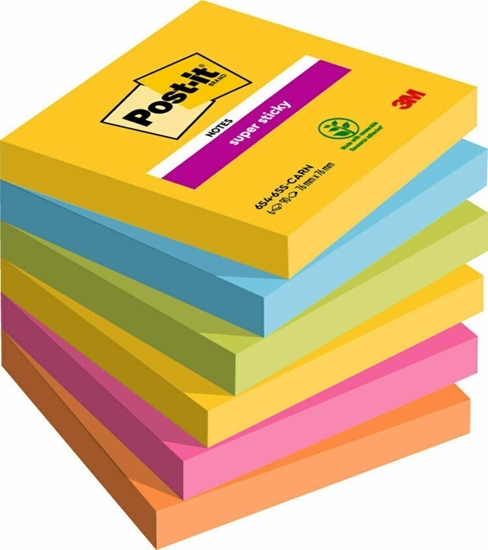Picture of Post-It 3M Karteczki samoprzylepne Post-it® Super Sticky, CARNIVAL, 76x76mm, 6x90 kart.