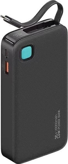 Изображение Powerbank Usams USAMS Powerbank ze zwijanym kablem USB-C Retractable 10000 mAh PD 20W Fast Charge XY Series czarny/black 10KCD22401(US-CD224)
