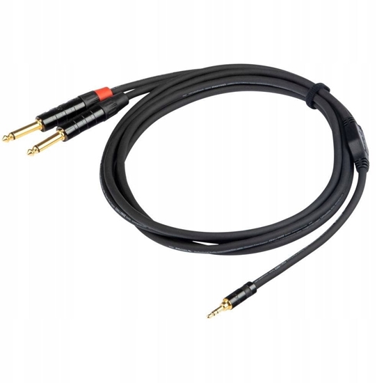 Изображение PROEL 3.5mm stereo male - 2 x 6.3mm mono male, 3m, black