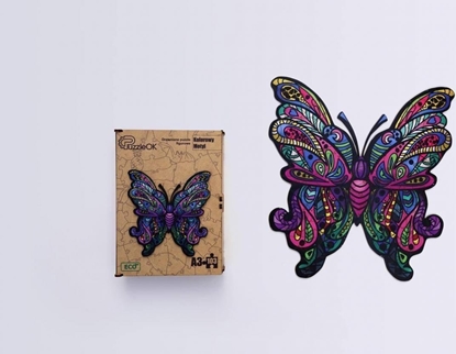 Attēls no PuzzleOK Puzzle drewniane eko 103 Kolorowy motyl A3