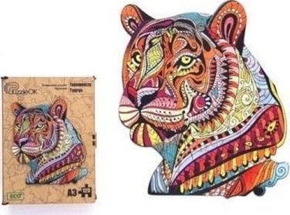 Attēls no PuzzleOK Puzzle drewniane eko 129 Tajemniczy tygrys A3