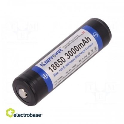 Picture of Re-battery: Li-Ion; 18650, MR18650, 3.7V, 3000mAh, Ø18.8x69mm, 15A