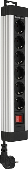 Picture of REV Outlet Strip 6-fold 2,4m Supraline w. switch silver