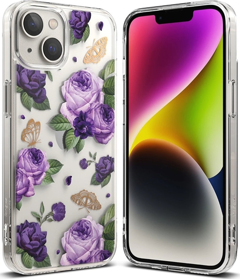 Picture of Ringke Ringke Fusion Design pancerne etui pokrowiec z elow ramk iPhone 14 Plus przezroczysty (Purple rose) (FD637E29)