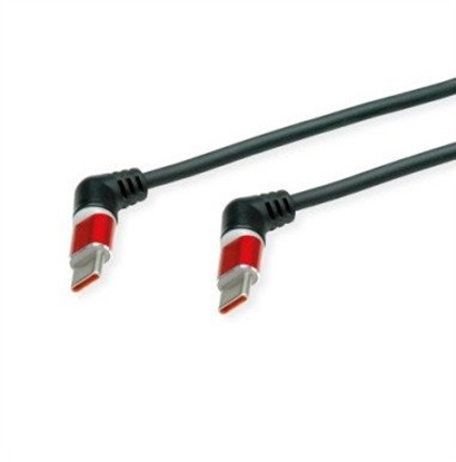 Изображение Roline 360° Rotation USB 2.0 Cable, C-C, M/M, spiral shaped, 60W, Red Black, 1.5 m