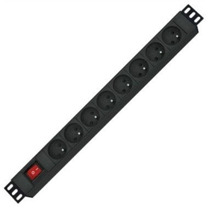Picture of Roline PDU for Cabinet, 8x socket, 45°, 16A, with Switch, UTE Version, black, 2 m
