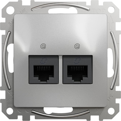 Picture of Schneider Electric Sedna Design Gniazdo komputerowe 2xRJ45 kat.6 UTP srebrne aluminium SDD113462