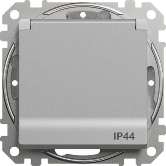 Picture of Schneider Electric Sedna Design, Gniazdo 2P+PE z przesonami IP44, srebrne aluminium