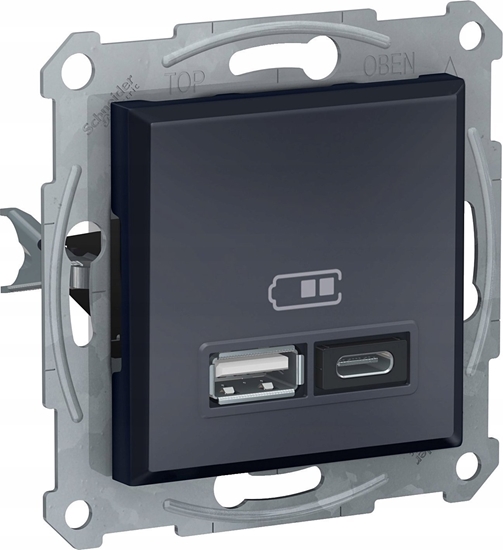 Picture of SCHNEIDERE Gniazdo adowania USB Schneider Asfora EPH2700371 podtynkowe A+C 2,4A bez ramki antracyt