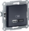 Attēls no SCHNEIDERE Gniazdo adowania USB Schneider Asfora EPH2700371 podtynkowe A+C 2,4A bez ramki antracyt