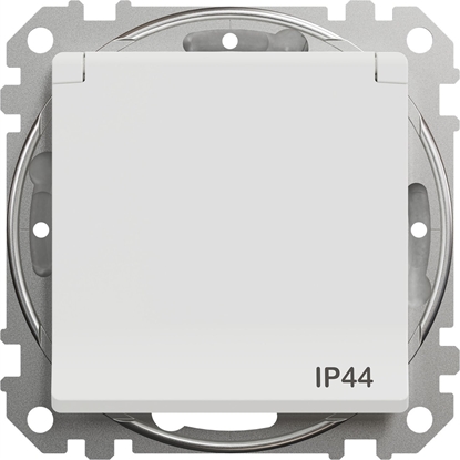 Picture of SCHNEIDERE Gniazdo pojedyncze z uziemieniem Schneider Sedna Design SDD211014 z przesonami IP44 zaciski bezgwintowe biae Design & Elements