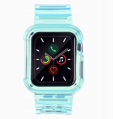Изображение Silikonowa opaska pasek bransoleta bransoletka etui Strap Light Set do zegarka Apple Watch 40 mm - niebieska