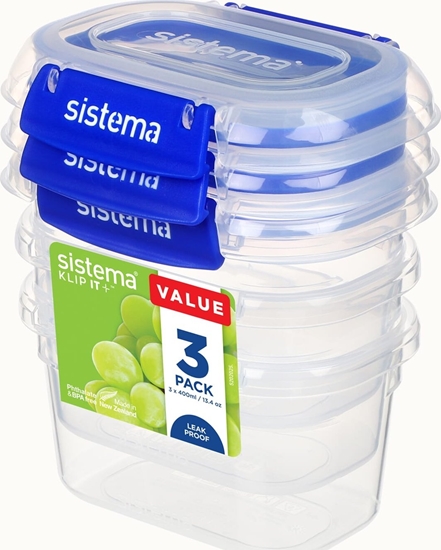 Picture of Sistema sistema Frischhaltedosen Set KLIP IT PLUS 3 x 400 ml blau