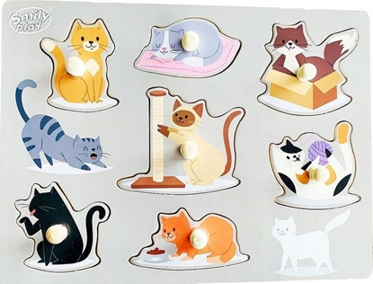 Picture of Smily Play Drewniane puzzle ukadanka pinezki Kotki Smily Play