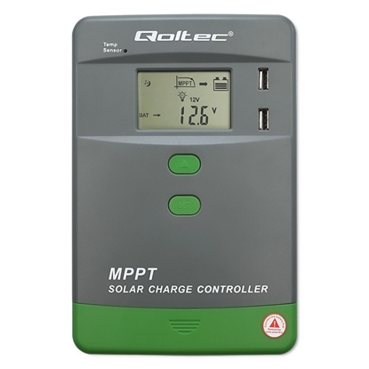 Picture of Solarny regulator ładowania MPPT z czujnikiem temperatury 30A |  12V/24V | LCD | 2xUSB | Bluetooth | APP | GEL | LiFePO4 