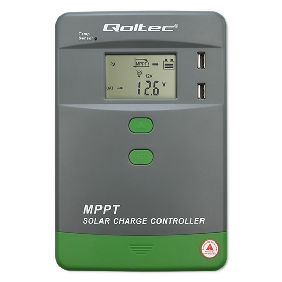 Picture of Solarny regulator ładowania MPPT z czujnikiem temperatury 30A |  12V/24V | LCD | 2xUSB | Bluetooth | APP | GEL | LiFePO4 