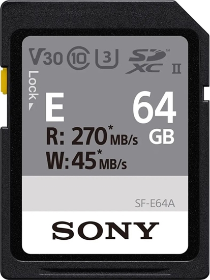 Изображение Karta Sony SF-E SDXC 64 GB Class 10 UHS-II/U3 V30 (SFE64A)