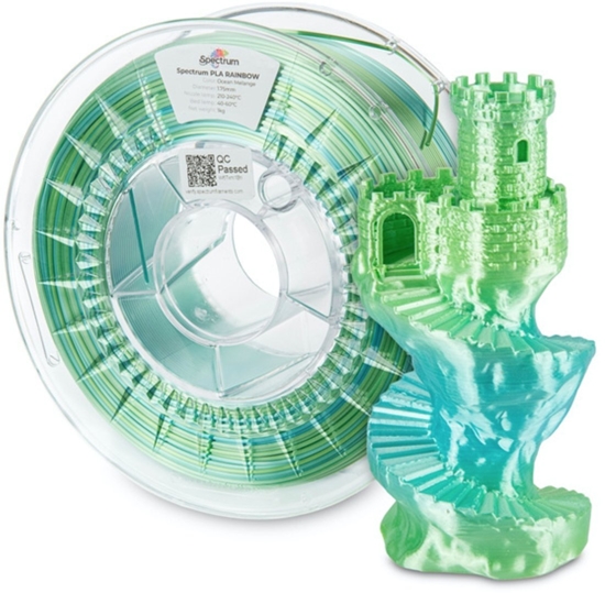 Изображение Spectrum 3D filament, PLA Silk Rainbow, 1,75mm, 1000g, 81018, ocean melange