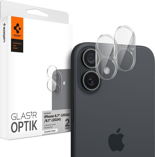Picture of Spigen OSONA APARATU SPIGEN OPTIK GLAS.TR CAMERA PROTECTOR 2-PACK IPHONE 16 / 16 PLUS CRYSTAL CLEAR