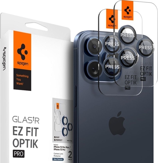 Изображение Spigen Spigen Glass tR EZ Fit Optik Pro 2 Pack, blue titanium - iPhone 15 Pro/15 Pro Max