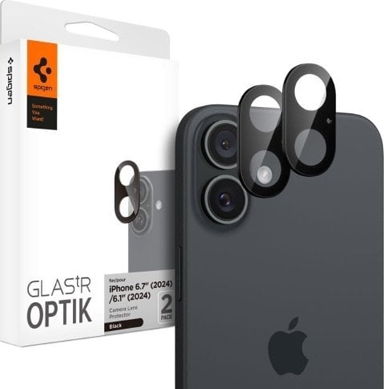 Picture of Spigen Spigen Optik GLAS.TR Camera Protector 2-Pack - Szko ochronne na obiektyw do iPhone 16 / 16 Plus (2 szt) (Czarny)