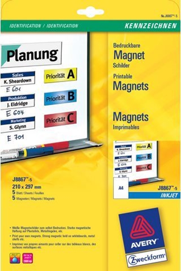 Изображение Staples AVERY Etykiety Magnetyczne Samoprzylegajce 210x297mm, 5 Arkuszy