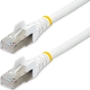 Picture of StarTech.com 50cm CAT6a Ethernet Cable - White - Low Smoke Zero Halogen (LSZH) - 10GbE 500MHz 100W PoE++ Snagless RJ-45 w/Strain Reliefs S/FTP Network Patch Cord - Patch-Kabel - RJ-45 (M) zu RJ-45 (M) - 50 cm - S/FTP - CAT 6a - IEEE 802.3bt - halogen
