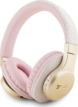 Picture of Suchawki Guess Guess suchawki nauszne Bluetooth GUBH604GEMP róowe 4G PU Leather With Script Metal Logo