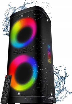 Attēls no Sven Portable speaker SVEN PS-950, black, power output 2x80W (RMS), TWS, Bluetooth, IPx4, FM, USB, microSD, LED-display, lithium battery