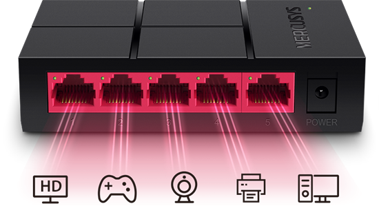 Изображение Switch|MERCUSYS|MS105G|Desktop/pedestal|5x10Base-T / 100Base-TX / 1000Base-T|MS105G
