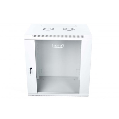 Picture of Szafa wisząca jednosekcyjna 19 12U 635/600/450mm, drzwi szklane, szara (RAL 7035), zmontowana