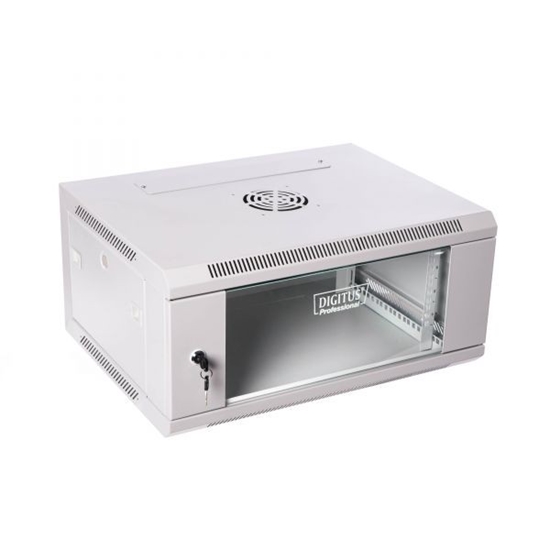 Picture of Szafa wisząca jednosekcyjna 19 4U 279/600/450mm, drzwi szklane, szara (RAL 7035), zmontowana