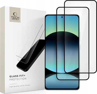 Picture of SZKO HARTOWANE TECH-PROTECT GLASS FIT+ 2-PACK XIAOMI REDMI NOTE 14 4G / 5G BLACK