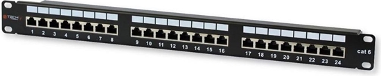Picture of Techly Patch Panel 1U STP 24x RJ45 Cat6 Czarny z Tack (22878)