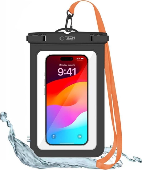 Picture of Tech-Protect TECH-PROTECT UWC9 UNIVERSAL WATERPROOF CASE 8.9 INCH BLACK/ORANGE