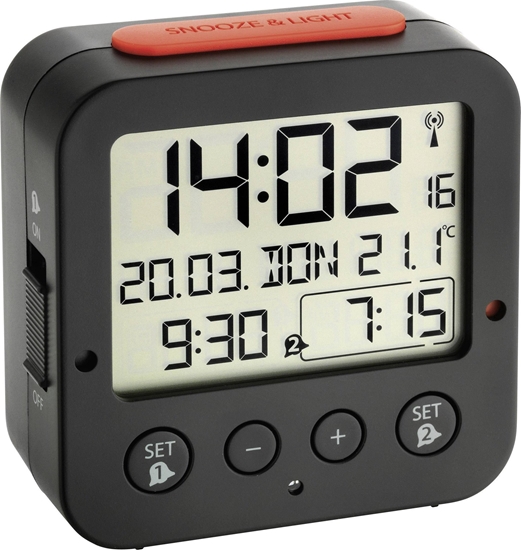 Picture of TFA 60.2528.01 Bingo black Digital RC Alarm Clock w. Temper