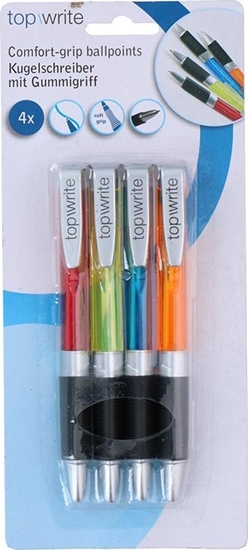 Picture of Topwrite Topwrite - Zestaw dugopisów kulkowych z gumowym uchwytem niebieski 4 szt.