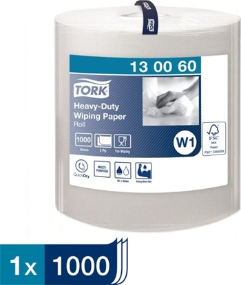 Picture of Tork Tork - Czyciwo papierowe w roli do trudnych zabrudze, 2-warstwowe, W1, premium, szerokie - Biae