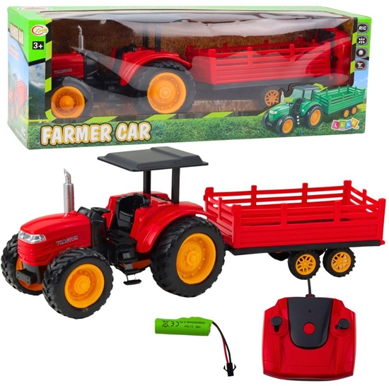 Picture of Traktor Farmerski Z Przyczep Zdalnie Sterowany RC Czerwony LEAN Toys
