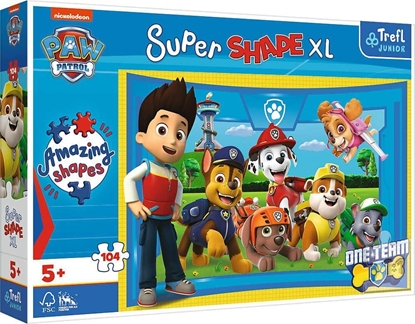 Attēls no Trefl Puzzle 104 elementy Super Shapes XL Psi Patrol Psi Przyjaciele