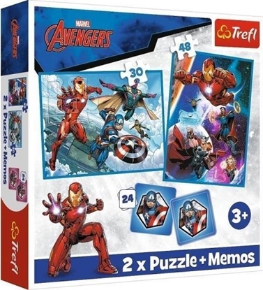 Изображение Trefl Puzzle 2w1 + memos Avengers Bohaterowie w akcji 93333 Trefl