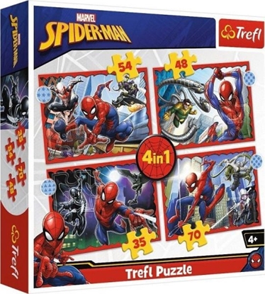 Picture of Trefl Puzzle 4w1 Bohaterski Spider-Man / Disney Marvel Spiderman 34384 Trefl