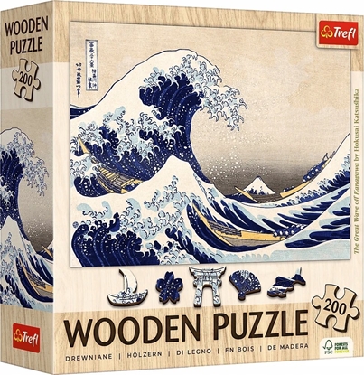 Picture of Trefl Puzzle drewniane 200 elementów Wielka Fala w Kanagawie Hokusai Katsushika
