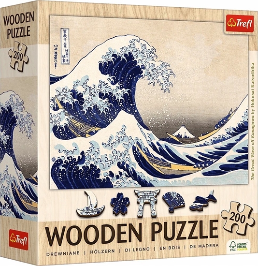 Picture of Trefl Puzzle drewniane 200 elementów Wielka Fala w Kanagawie Hokusai Katsushika