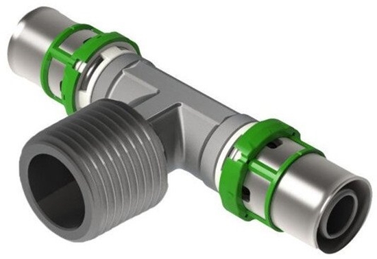 Изображение Trójnik GZ zaprasowywany MultiSkin mosidz/cynowany 16x1/2x16