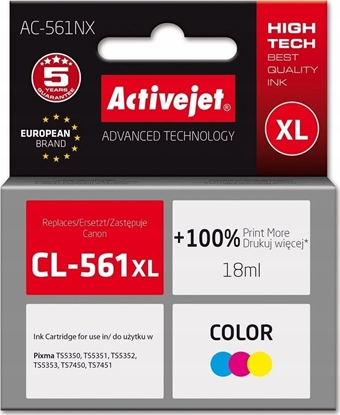 Attēls no Tusz Activejet Activejet AC-561NX Tusz (zamiennik Canon CL-561XL; Supreme; 18 ml; Color)