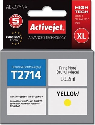 Attēls no Tusz Activejet Activejet Tusz Activejet AE-27YNX (zamiennik Epson 27XL T2714; Supreme; 18 ml; óty)