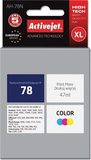 Изображение Tusz Activejet Activejet Tusz Activejet AH-78N (zamiennik HP 78 C6578D; Supreme; 47 ml; kolor)