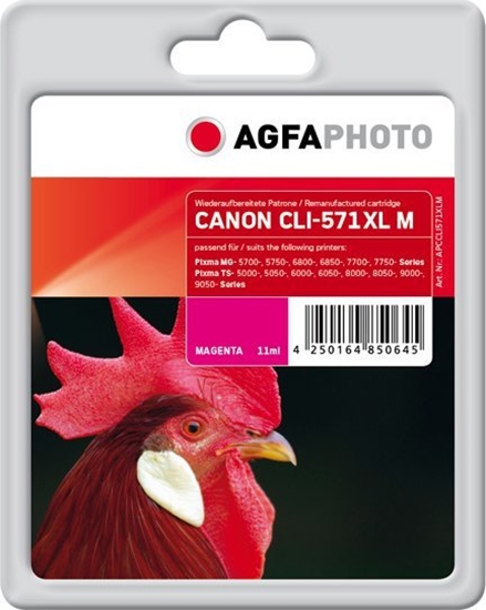 Picture of Tusz AgfaPhoto AgfaPhoto Patrone Canon APCCLI571XLM ers. CLI-571XLM magenta remanufactured